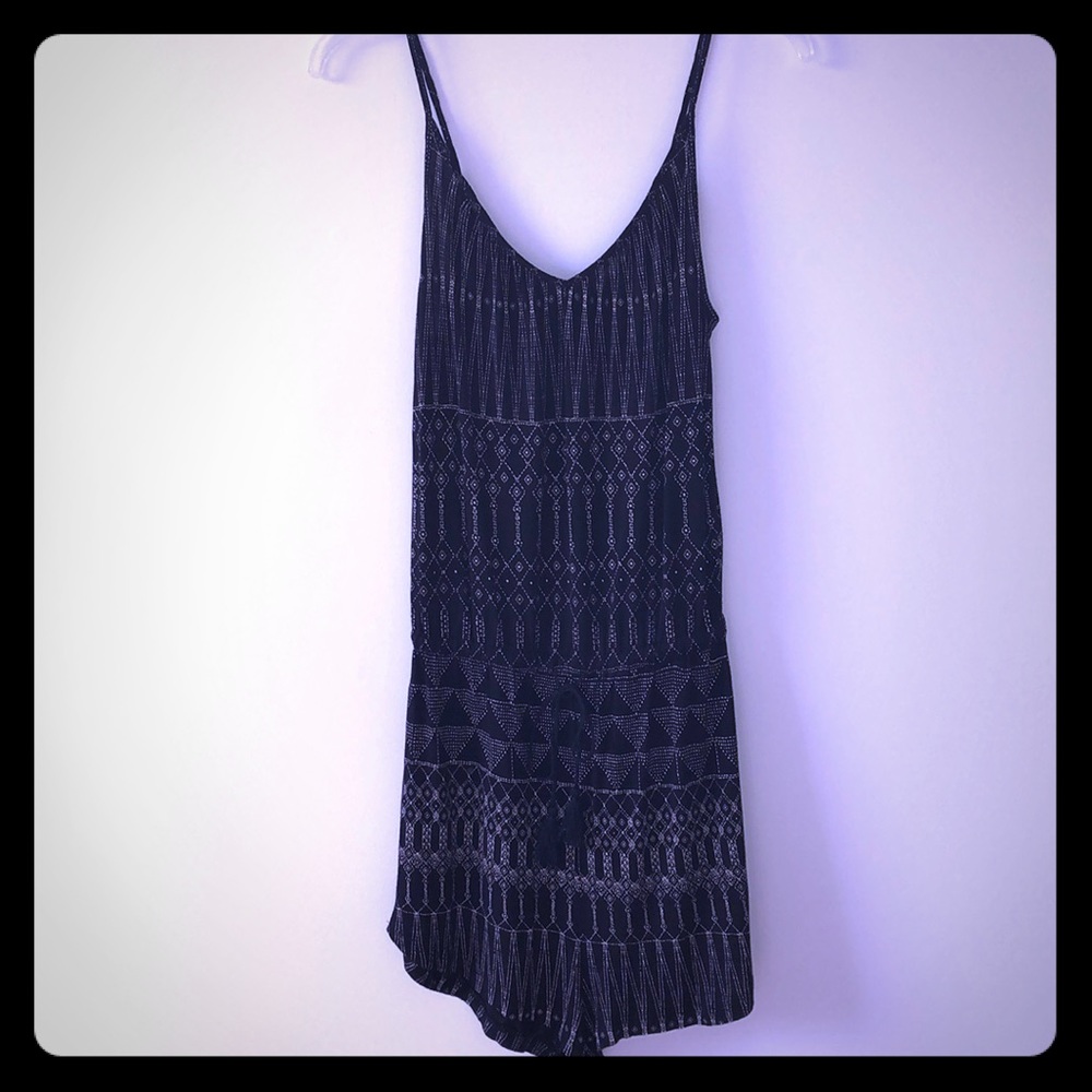 H&M: spaghetti strap romper:  black with off white